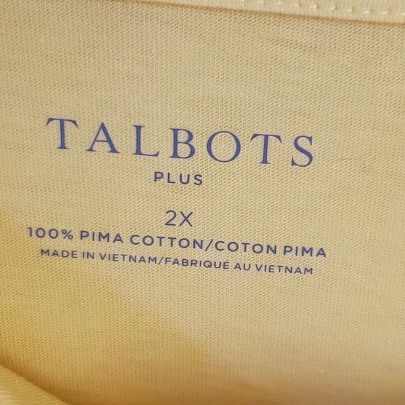 Talbots NWT Yellow Scalloped Scoop Neck Pima Cotton Top Size 2X - Picture 4 of 5